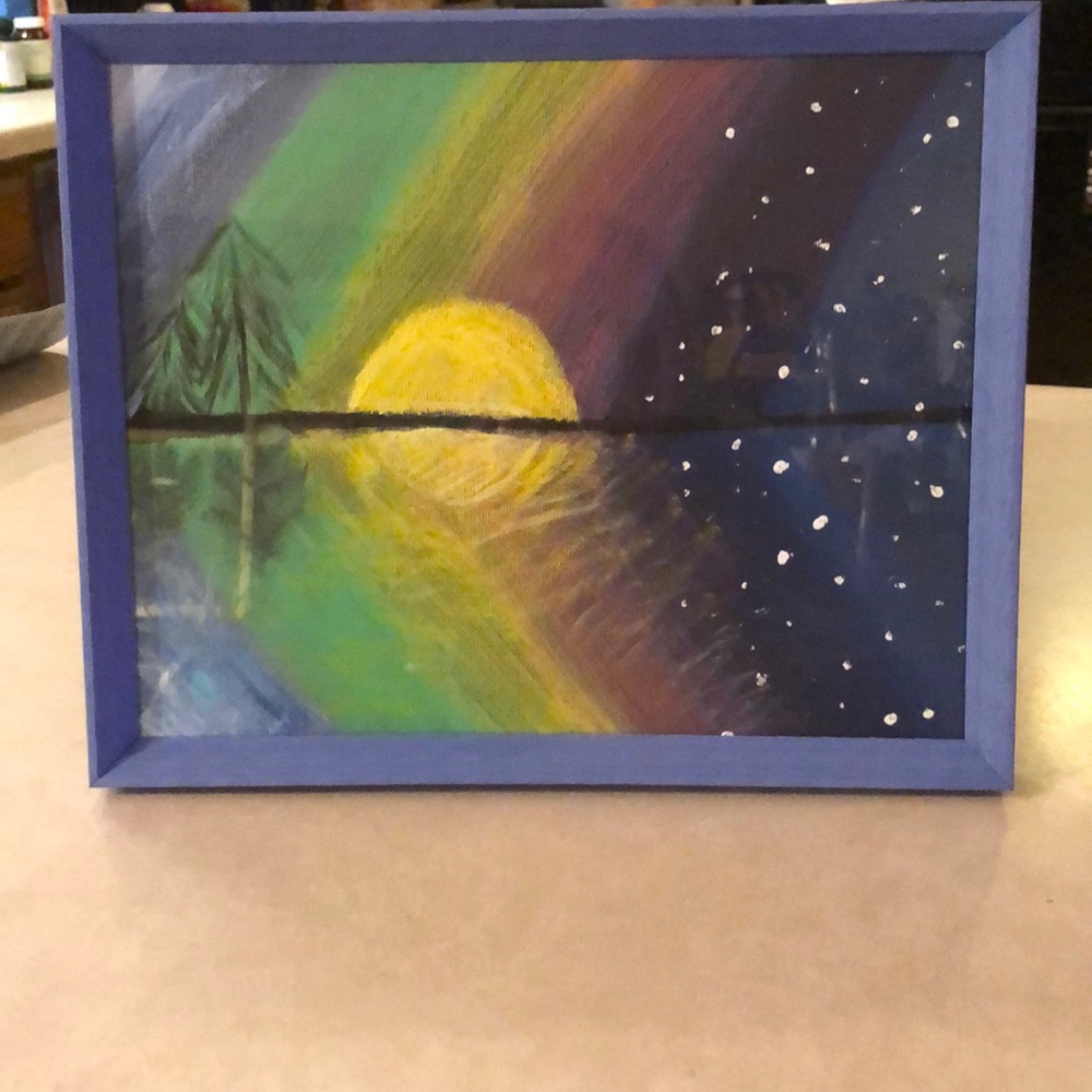 Sky blue frame with acrylic painting